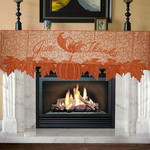 DoubleWood 20"x60" Thanksgiving Decor, Pumpkin Lace Table Runner, Fireplace Scarf, Fall Runner for Decoration