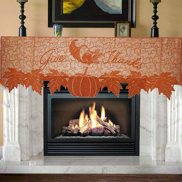 DoubleWood 20"x60" Thanksgiving Decor, Pumpkin Lace Table Runner, Fireplace Scarf, Fall Runner for Decoration