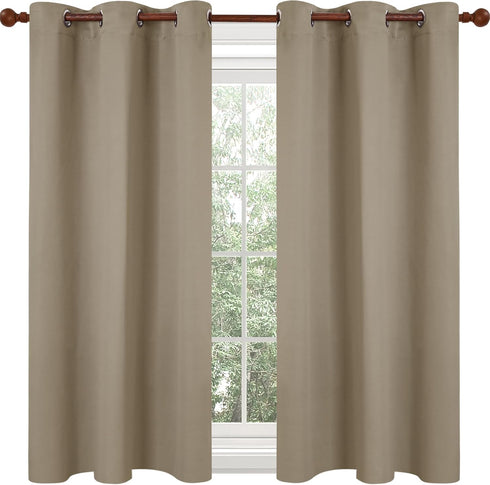 Deconovo Blackout Curtains, Room Darkening Thermal Insulated Drapes, 2 Panels 38W x 54L Inch Taupe