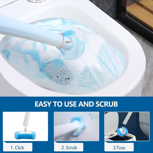 Disposable Toilet Bowl Brush and Holder, Toilet Cleaning System with 2 Toilet Bowl Wands, 2 Storage Caddy & 72 Refills