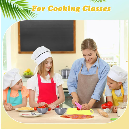 Yinkin 20 Pcs Kids Plastic Knife Set with Cutting Board, Toddler Knife Tools for Cooking Club, Preschool