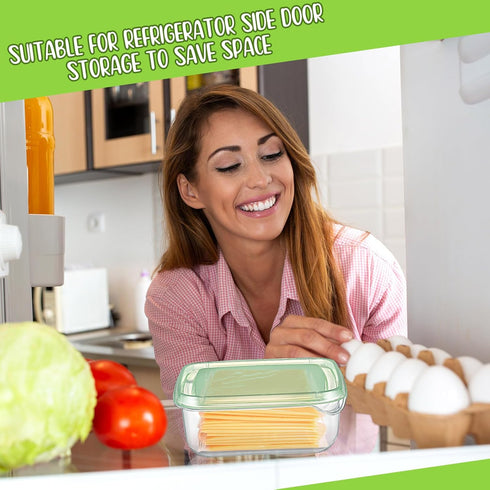 Uiifan 3 Pcs Sliced Cheese Container for Fridge, Clear Plastic Cheese Box with Lids, Airtight Cheese Storage for