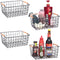 LeleCAT Set of 4 Wire Baskets with Wooden Handles, Wire Storage Organizer Baskets for Household Refrigerator, Cabinets,
