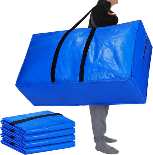 Windyun 4 Pcs Extra Large Storage Bags, Heavy Duty Moving Bags Totes for College, Travel Clothes, Bedding Supplies
