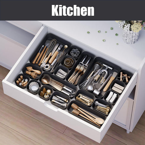 Plastic Drawer Organizers, 10 PCS Drawer Organizer Bins, Bathroom and Vanity Organizer for Makeup, Kitchen Gadgets