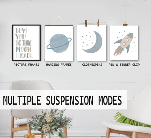 foedor Set 4, 8x10 Boho Neutral Wall Art Prints of Boho Nursery Decor Girl Boy, Love You to the Moon and Back Wall