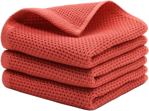 Mia's Dream 3 Pack Cotton Hand Towel Waffle Weave Kitchen Tea Towels, Soft Absorbent Gym Bath Washcloths, 13x28 Inch