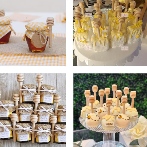 WEFOO 25 3 Inch PCS Wooden Honey Dipper Sticks, Honey Sticks Mini Honeycomb Sticks, Small Mini Honey Dipper Bulk