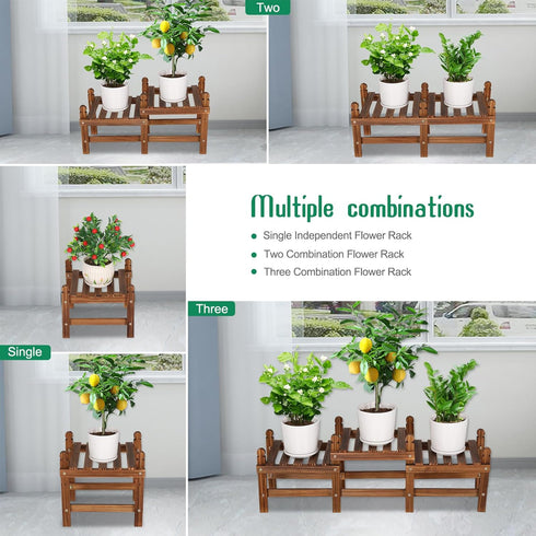 (45.5Long,Multiple Way,4 Wood Flower Stand Small Plant Stand Indoor Outdoor Plant Shelf Low Window Shelf for Plants