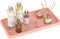 Bamboo Bathroom Vanity Tray for Countertop, Decorative Wood Tray for Dresser Tops and Home Decoration, Pink