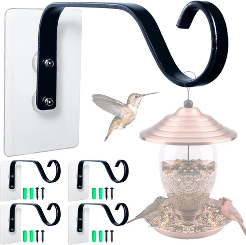 PeakBlen 4 Pcs Window Bird Feeder Hook- Bird Feeder Hanger for Heavy Outdoors