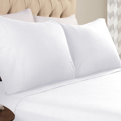 Superior Flannel Cotton Pillowcase Bedding Set, 2 Pillow Covers, Standard, White