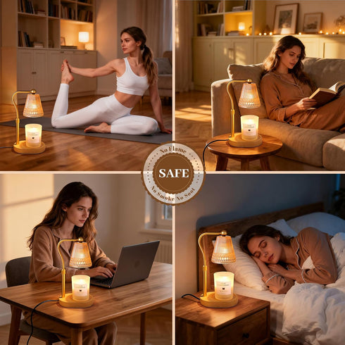 ZUSANUN Dimmable, 2H/4H/8H Candle Warmer Lamp, Adjustable Height & Candles with Timer, Auto Off, Safe Flameless Night