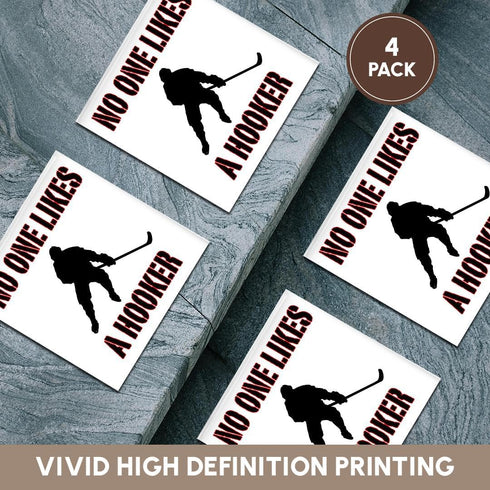 3dRose No One Likes a Hooker, Red Ice Hockey-Ceramic Tile Coasters, Set of 4