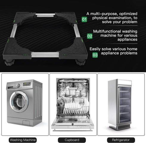 I'SMARTMOON Mini-Fridge-Stand with 4 Strong Feet, Adjustable Dolly Washing Machine Stand Base for Portable Refrigerator