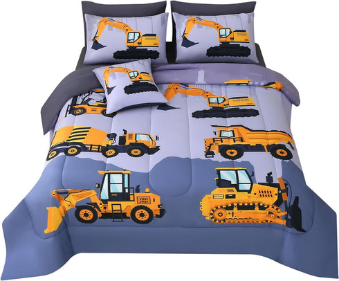 JQinHome Construction Twin Bedding Sets for Boys Kids,6 Piece Bed in A