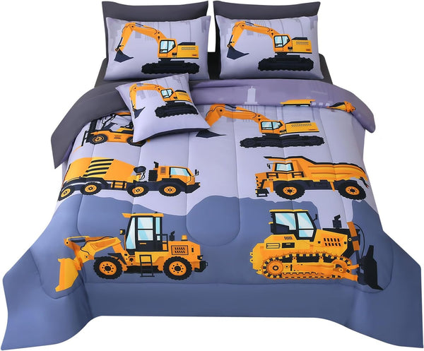 JQinHome Construction Twin Bedding Sets for Boys Kids,6 Piece Bed in A