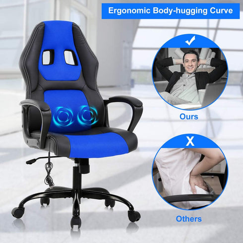Dkeli Gaming Chair Computer Chair Office Chair Ergonomic High Back Massage PC Desk Chair with Lumbar Support & Padded