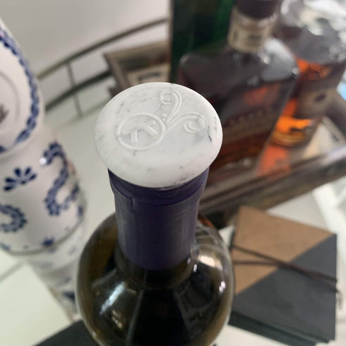 Outset B320 Silicone Wine Bottle Stoppers, White Marble, Small Size