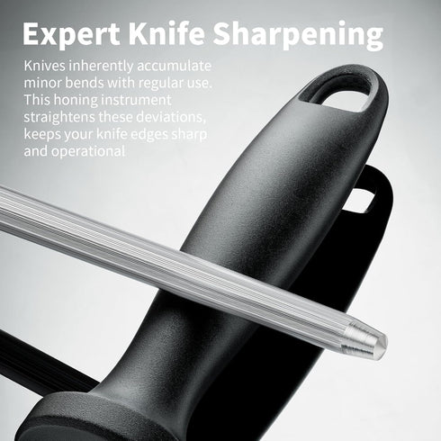 Kitchen Knife Sharpener Rod, 13 inch Carbon Steel Professional Honing Rod with Hanging Holes