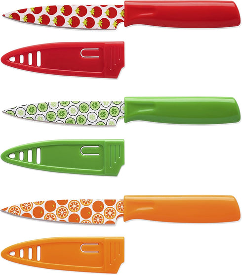 Hampton Forge 3 Piece Printed Paring Knives with Blade Guards