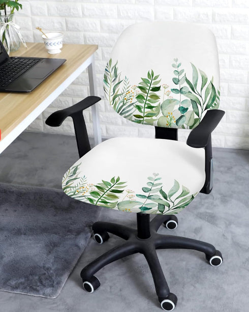 Office Chair Cover, Eucalyptus Leaves Spring Summer Plant, Universal Elastic Stretchable Rotating Chair Slipcover,