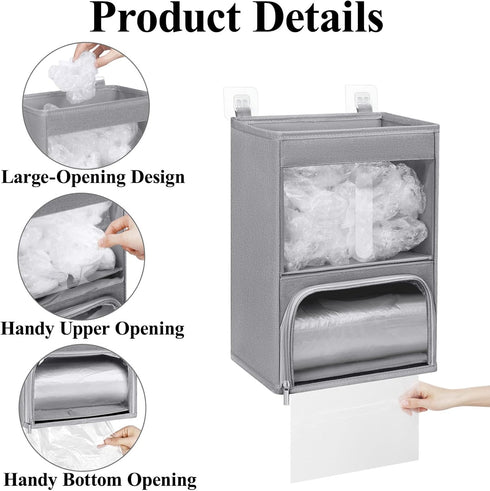 Quoyiyo 2-in-1 Plastic Bag Holder with Clear Window, Large Grocery Bag Holder and Trash Bag Dispenser with Easy-Access