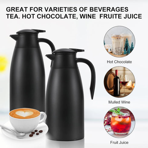70 oz Thermal Coffee Carafe, Insulated Stainless Steel Coffee Carafes for Keeping Hot Beverages Hot for 12 Hours (2
