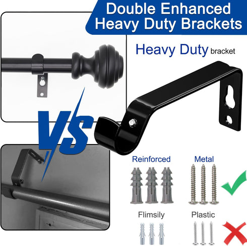 Curtain Rods for Windows 48-84 inch, 3/4 inch Heavy Duty Adjustable Decorative Rods for Bedroom and Living Room