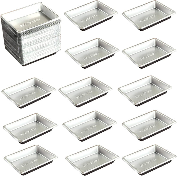 100 Pcs Plastic Disposable Sauce Dishes, Mini Condiment Appetizer Tray for Sushi, Soy, Mustard, Ketchup, Silver