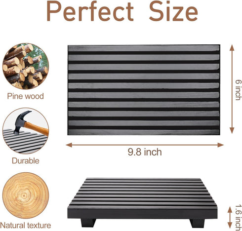 Black Bathroom Counter Organizer - Wooden Display Pedestal Stand for Kitchen Sink Accessories and Vanity Tray