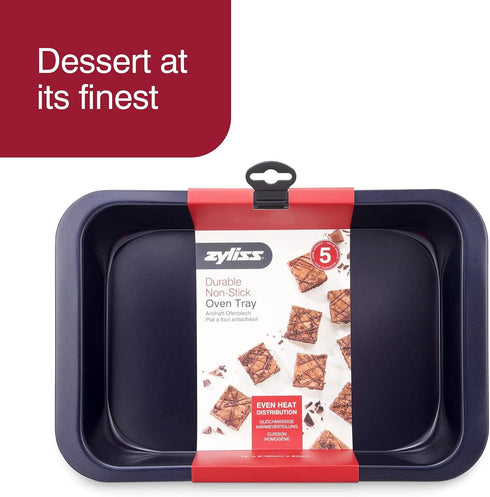 Zyliss E980190 Non-Stick Oven Tray, 30cm x 20cm, Dark Blue Carbon Steel Baking Tin, Dishwasher Safe, 5 Year Guarantee
