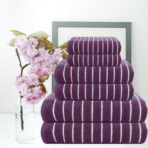 6 Set- 600 2 2 2 CASA COPENHAGEN Ecstatic Pieces Towel Dark Purple, GSM Bath Towel Hand Towel Washcloth, Designed