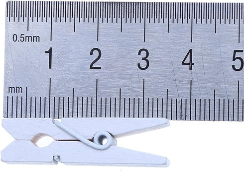 DECORA Pack of 100 Sturdy White Wooden Mini Clothespin Photo Clips - 3.5cm