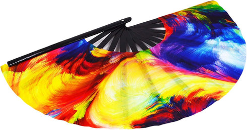 Amajiji Large Folding Hand Fan for Men/Women, Chinese/Japanese Bamboo Festival Accessories, Ocean Color