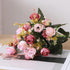 Duovlo 7 Branch 21 Mini Rose Heads Artificial Flowers Bouquet, Pack of 4, Wedding Home Office Decor, Pink