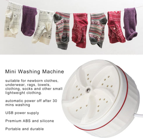 Portable Washing Machine: Mini Impeller Washer for RV, Camping, Hiking, Foldable 30 Minutes Cycle