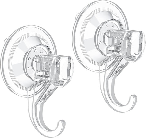 VIS'V Suction Cup Hooks, Small Heavy Duty Shower Suction Hooks, Removable and Reusable, Clear, 2 Pcs