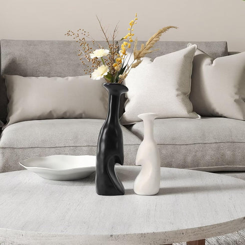 KAVRIL Set 2 Heart Shaped Small Ceramic Vases of Home Decor Boho Vase Modern Matte Flower Vase Minimalist Decorative