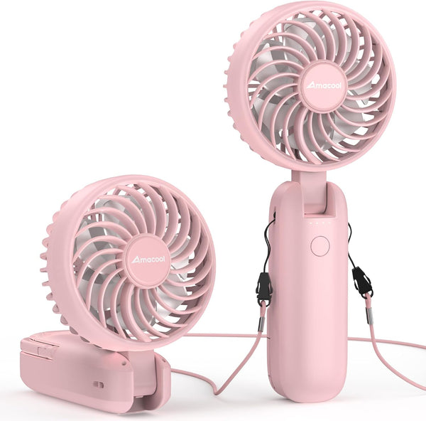 AMACOOL Portable Handheld Fan with Dual Motor, 12 Blades, Powerful 4 Speeds for Hot Flashes, Outdoor Activities