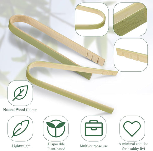 40 Pieces Mini Bamboo Disposable Tongs, 4 Inch Wooden Cooking Braces for Charcuterie Cooking Toast Bread
