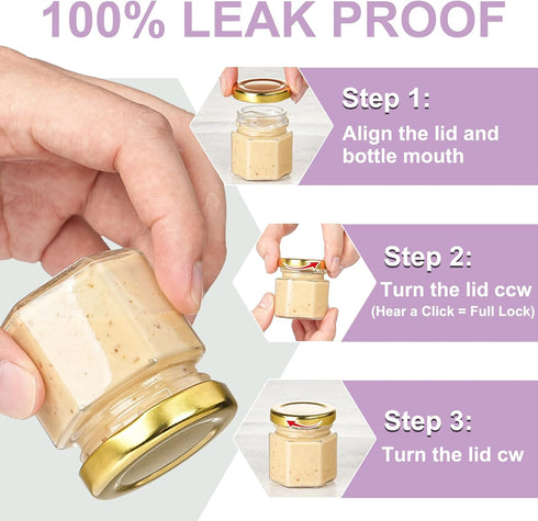 60 Pcs Small Glass Containers with Airtight Lids - 1.5 oz Mini Honey Jars for DIY Gifts