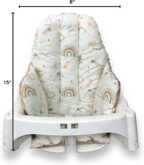 Cushion Washable & Reversible One-Piece Cotton Seat Pad for IKEA High Chair Accessories, Compatible with Antilop (Brown