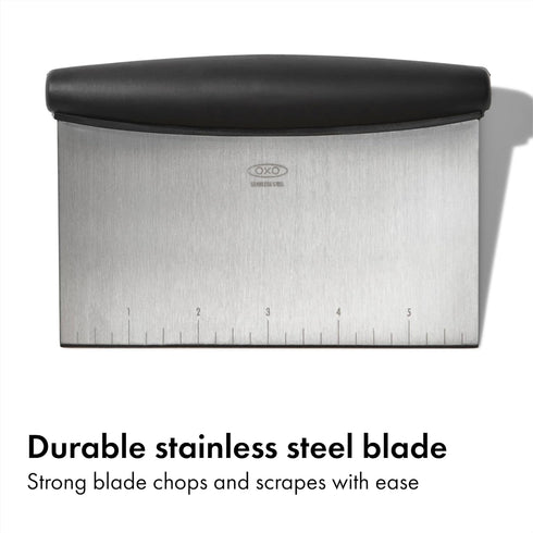 OXO Good Grips Stainless Steel Multi-Purpose Scraper & Chopper, Dough Cutter for Pizza, Bread and Cookie Dough