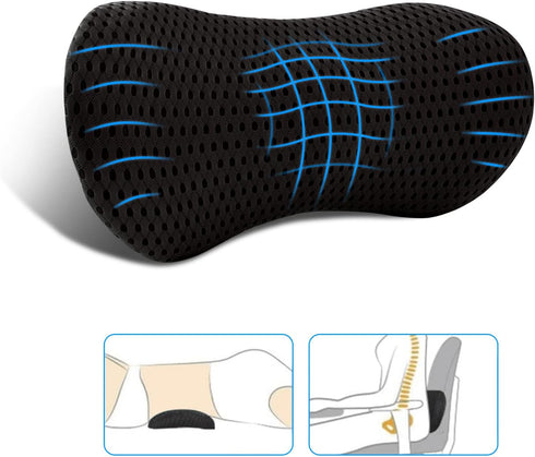 Lumbar Pillow, Memory Foam Lumbar Support Pillow for Office Chair and Car