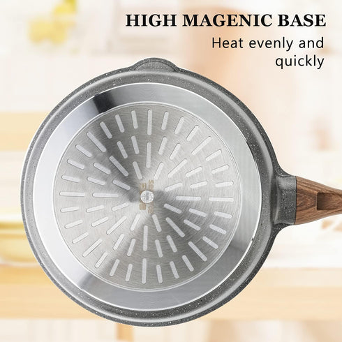 SENSARTE Nonstick Deep Frying Pan Skillet, 11-inch Saute Pan with Lid, Healthy Stone Cookware, Induction Compatible