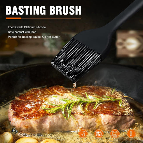 Walfos Silicone Basting Pastry Brush, Heat Resistant for Oil Butter BBQ Grill Baking, BPA Free (10")