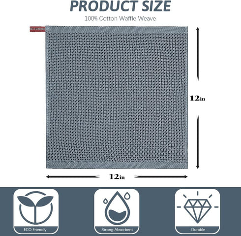 6 Pack Sets,100% Dishes,12x12 Inches, Nialnant Kitchen Towels and Dishcloths Cotton Soft Absorbent Quick Drying Dish