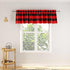 3 Pc Cotton Classic Country Farmhouse Kitchen Window Curtain - Red & Black Buffalo Check Tier & Valance Set, 54" x 18"