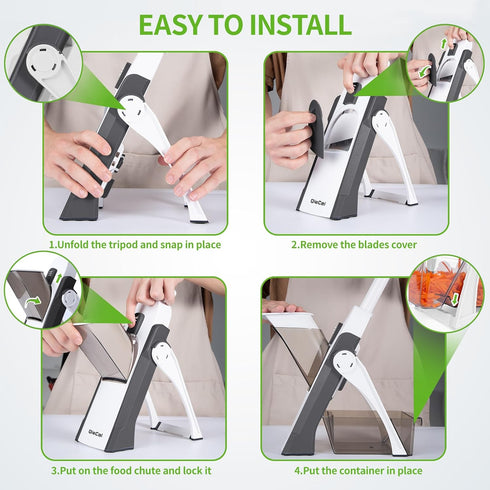 Safe Mandoline Vegetable Chopper with Container and 30+ Presets for Faster Food Slicing